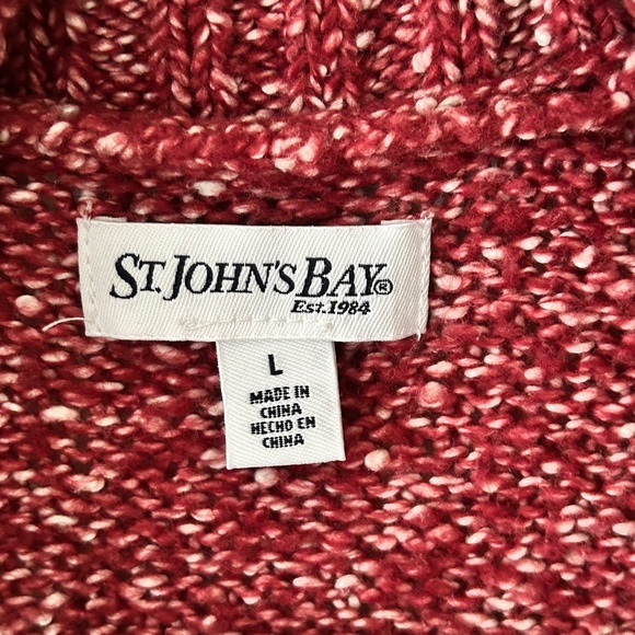 St John's Bay Red White Marled Open Shawl Cardigan - Picture 16 of 16